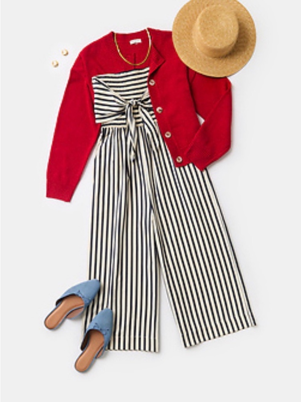 Anthropologie Bishop & Young Elva Tie Front  Striped Jumpsuit NWT size M